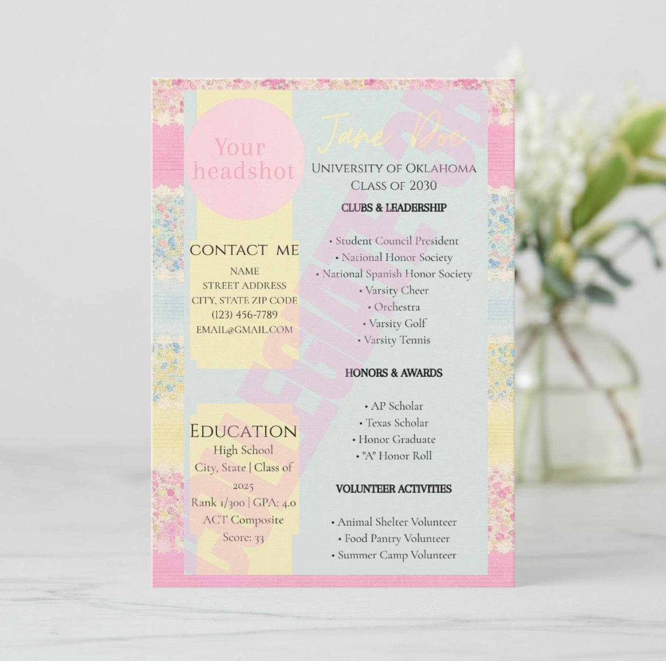 Rush Resume- Rainbow Floral