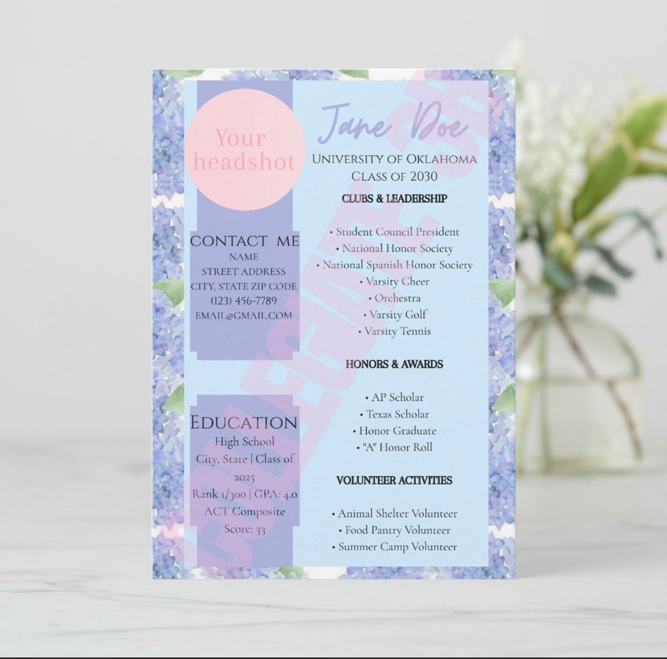 Rush Resume- Blue Floral